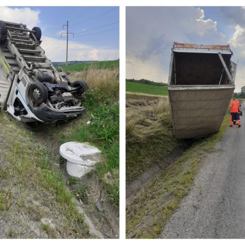 Accident pe DN1 E60: un autocamion s-a răsturnat la Izvoru Crișului