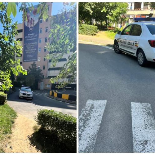 Polițiștii din Cluj surprinși parcând ilegal lângă Parkingul Minerva