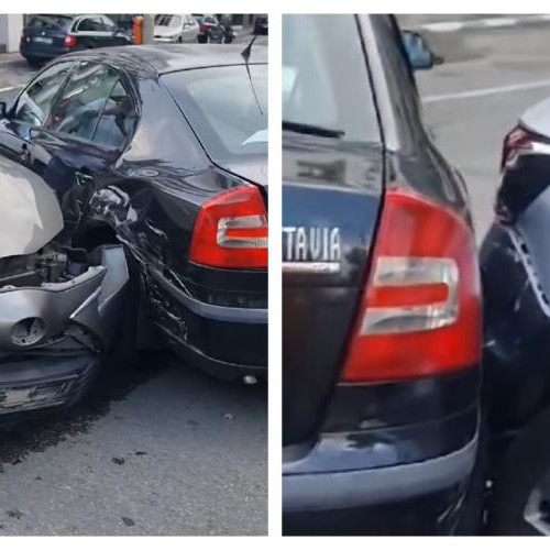 Accident rutier pe Calea Dorobanților din Cluj-Napoca surprins în direct