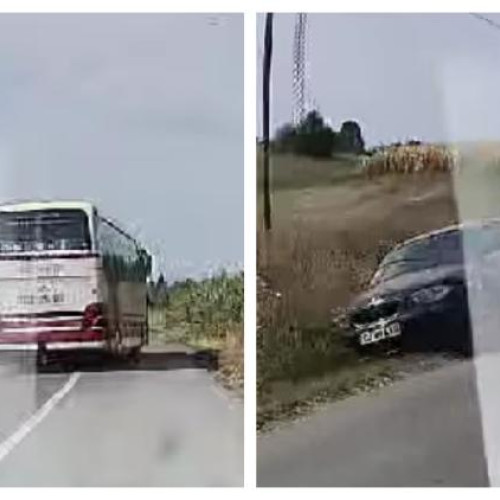 Accident pe drum județean din Cluj: Autobuz cu pasageri pe contrasens