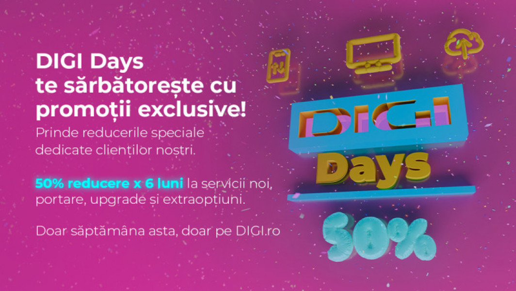 DIGI lansează campania DIGI Days, cu reduceri de 50% pentru abonați