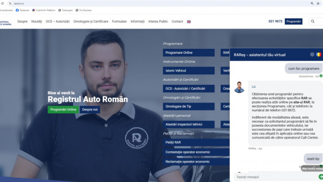 RARes, chatbotul Registrului Auto Român, disponibil 24/7 pentru utilizatori