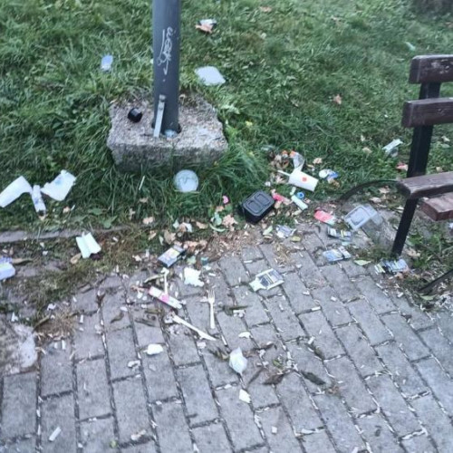 FOTO. Debandadă totală într-un parc din Florești! Mai mulți adolescenți și-au „marcat” teritoriul cu mormane de deșeuri: „Nimeni nu are ce să le facă”