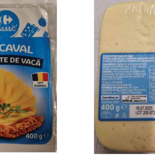 Alertă sanitară: Listeria monocytogenes depistată într-un lot de cascaval Carrefour