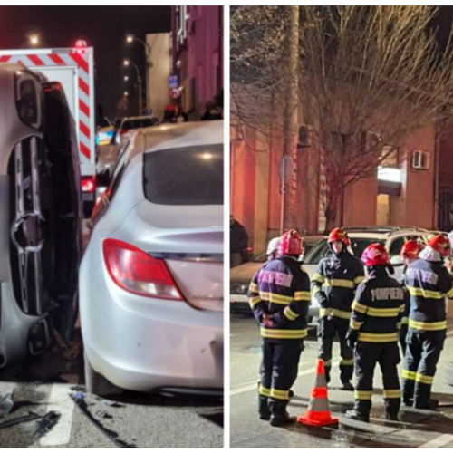 Accident rutier spectaculos în Cluj-Napoca, în care au fost implicate cinci autoturisme