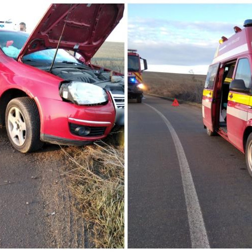 Accident rutier în Ploscos: Trei răniți după impactul cu un cap de pod