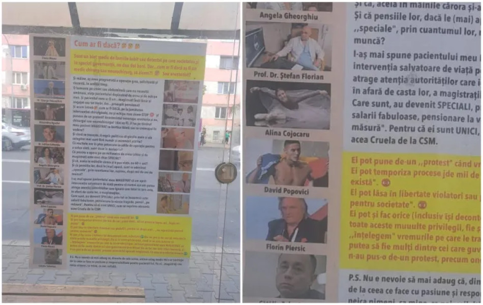 Afiș propagandistic lipit în Cluj-Napoca și discuții despre magistrați