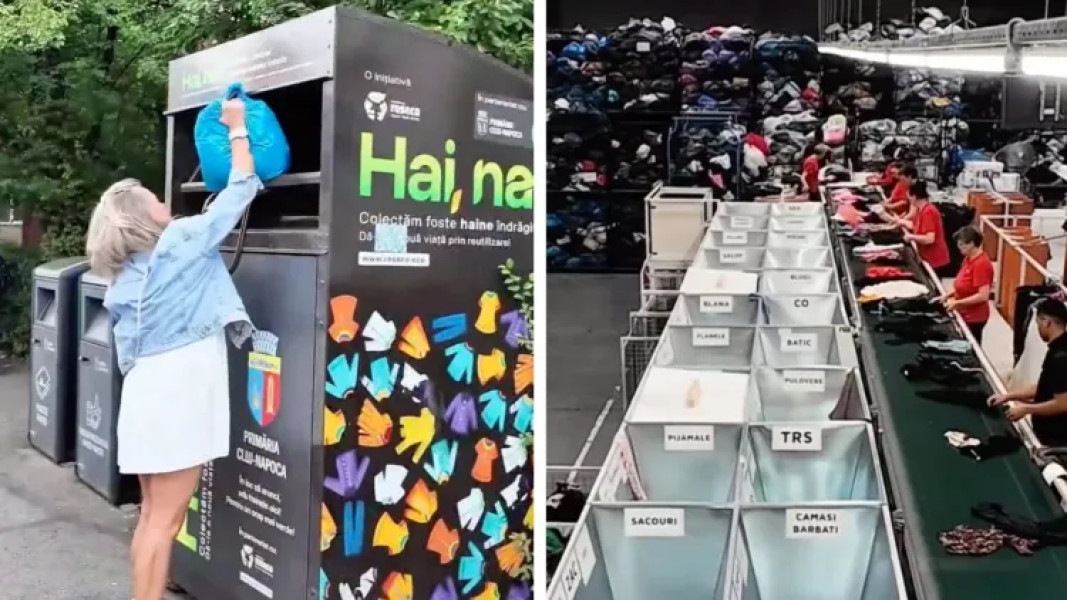 Record neașteptat la Cluj-Napoca! Sute de tone de haine adunate din cartiere la containerele „Hai Na!”: Ce se întâmplă cu hainele după ce sunt colectate