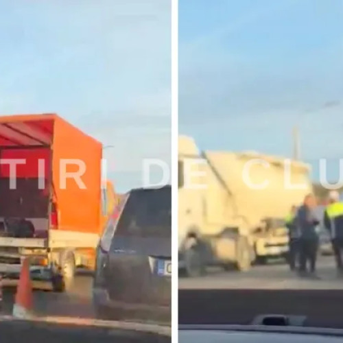 Accident rutier la Jucu implicând autospecială de poliție: trafic blocat, fără victime