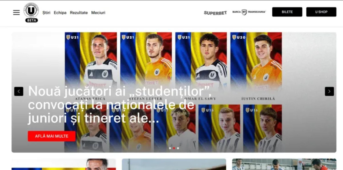 FC Universitatea Cluj lansează un nou site oficial modern pentru suporteri