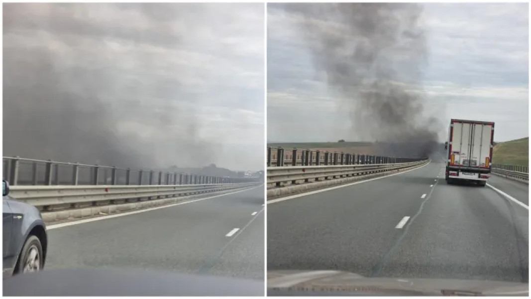 Incendiu de deșeuri sub autostrada A3 între Gilău și Turda