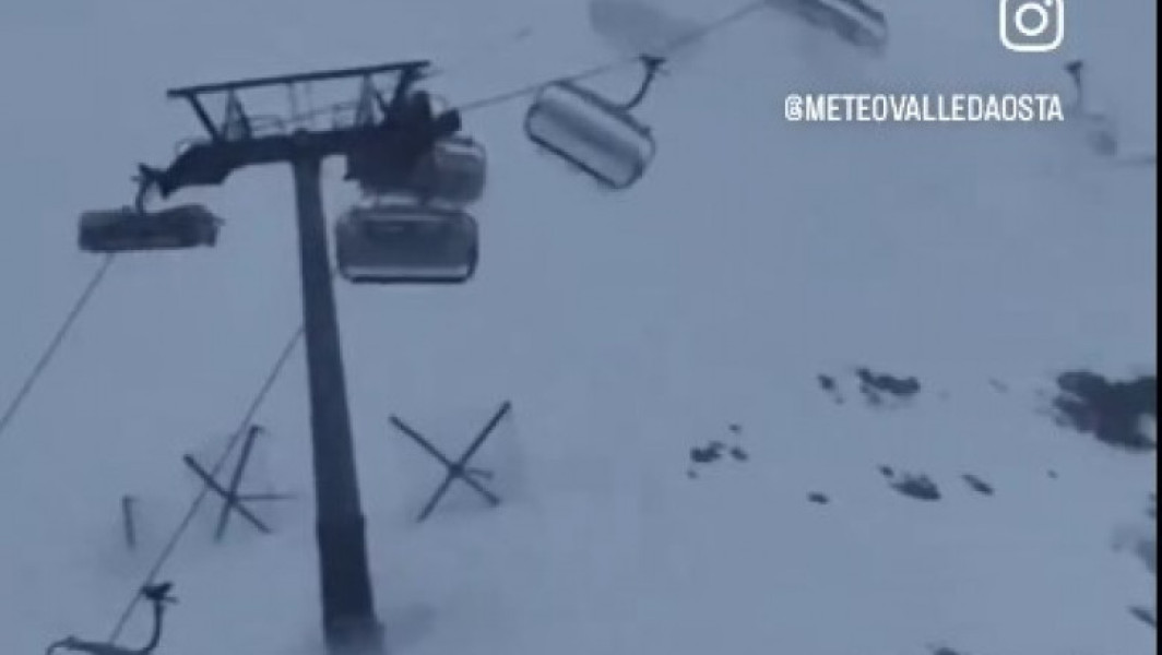 VIDEO: Schiori înspăimântați de rafalele de vânt puternic într-o stațiune din Alpii Italieni