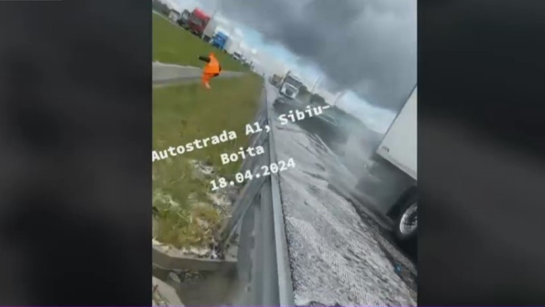 Patru masini implicate intr-un carambol pe lotul 1 al Autostrazii Sibiu-Pitesti. Un barbat ramane incarcerat. Momentul accidentului captat pe video.