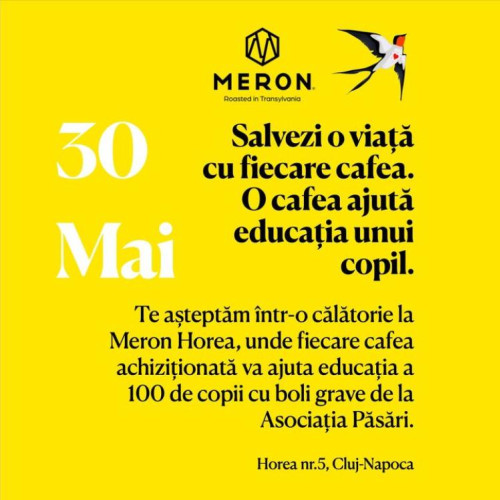 Cumperi o cafea la Meron Horea și susții educația a 100 de copii bolnavi din Cluj!