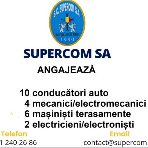 Supercom SA oferă 22 de posturi vacante