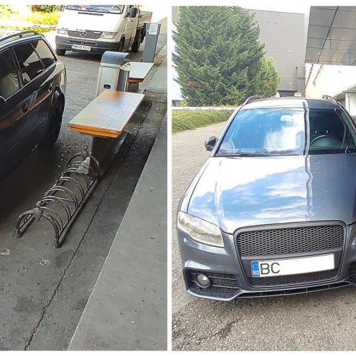Șofer din Bacău blochează locul de parcare pentru biciclete la un mall din Cluj-Napoca